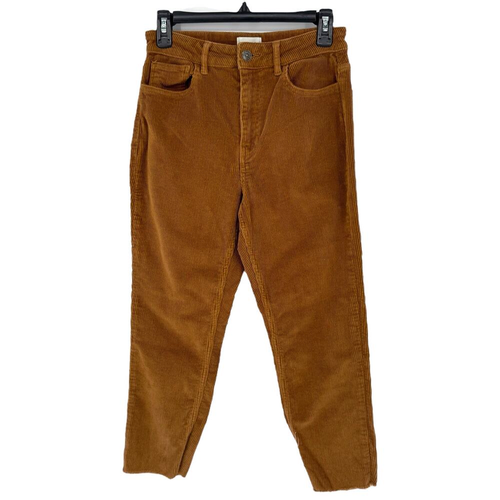 Y2K VTG Brown Corduroy Cropped Skinny Pants Women’s 30 Raw Hem Fall Aesthetic